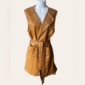 Marc New York Vegan Leather Belted Vest, size Medium